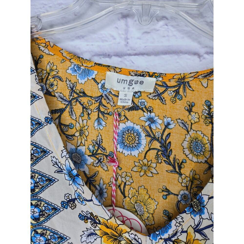 Umgee Dress Womens Small Yellow Floral Boho Hippie Garden Party Colorful - Picture 5 of 7